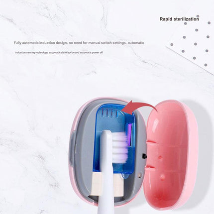 Portable UVC Toothbrush Sterilizer Case - 5-Minute Automatic Sanitizer, USB-C Rechargeable(white).