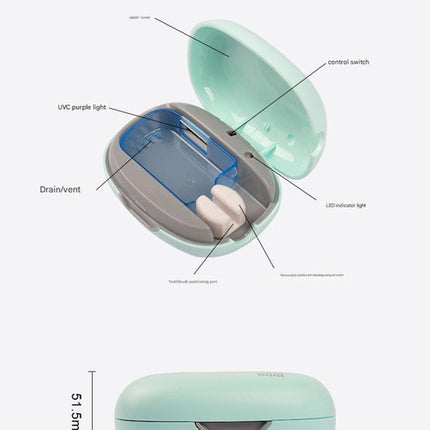 Portable UVC Toothbrush Sterilizer Case - 5-Minute Automatic Sanitizer, USB-C Rechargeable(white).