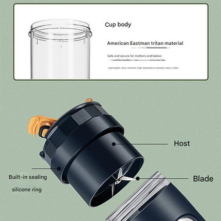 Large 600ML Portable Blender - USB-C Rechargeable Smoothie Maker with 4 Stainless Steel Blades(green).
