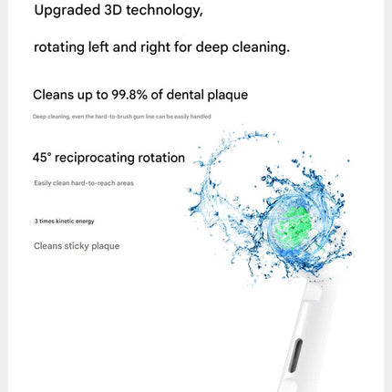 Rotating Electric Toothbrush with 3D Cleaning Action - 3 Modes, IPX7 Waterproof, with Travel Case & 6 Brush Heads(blue).