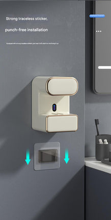 Automatic Toothpaste Dispenser with UVC Toothbrush Sterilizer & Holder - Wall Mounted, Rechargeable(Grey).