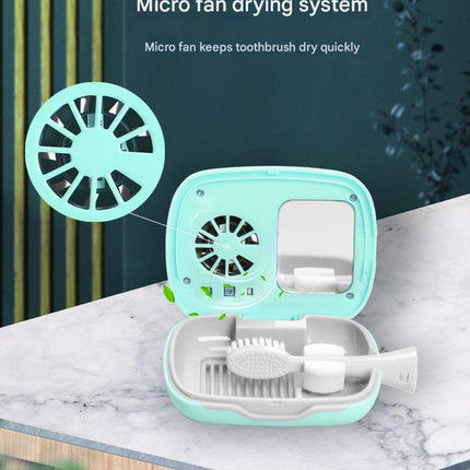 Portable UVC Toothbrush Sterilizer Case with Drying Fan - USB-C Rechargeable, 5-Minute Fast Disinfection(pink).