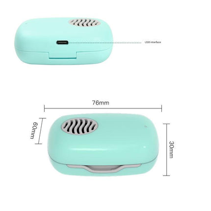 Portable UVC Toothbrush Sterilizer Case with Drying Fan - USB-C Rechargeable, 5-Minute Fast Disinfection(pink).