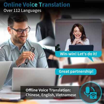 Smart AI Scan & Voice Translator Pen - 112+ Languages, Offline Mode, HD Touchscreen & Dictionary(black).