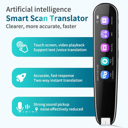 Smart AI Scan & Voice Translator Pen - 112+ Languages, Offline Mode, HD Touchscreen & Dictionary(black).