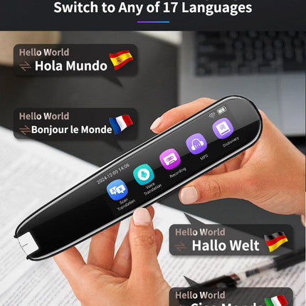 Smart AI Scan & Voice Translator Pen - 112+ Languages, Offline Mode, HD Touchscreen & Dictionary(black).