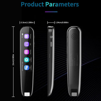 Smart AI Scan & Voice Translator Pen - 112+ Languages, Offline Mode, HD Touchscreen & Dictionary(black).