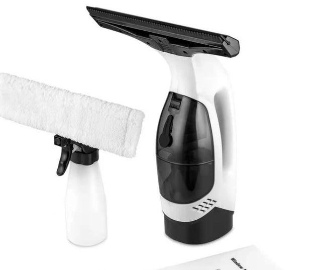 Cordless Window & Surface Vacuum Cleaner Kit - Rechargeable, Streak-Free Squeegee with Spray Bottle(White).
