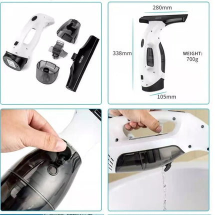 Cordless Window & Surface Vacuum Cleaner Kit - Rechargeable, Streak-Free Squeegee with Spray Bottle(White).