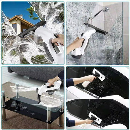 Cordless Window & Surface Vacuum Cleaner Kit - Rechargeable, Streak-Free Squeegee with Spray Bottle(White).