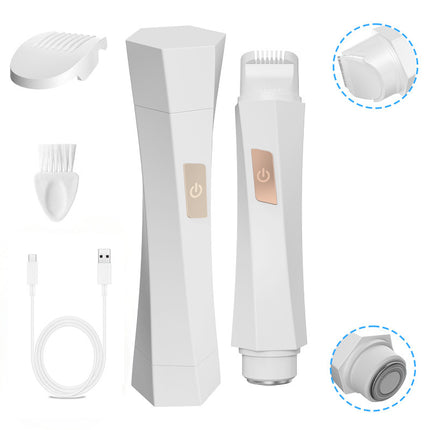 2-in-1 Women's Electric Body Shaver & Facial Trimmer - IPX7 Waterproof, Dual Head with Ceramic Blades, USB Rechargeable(White).