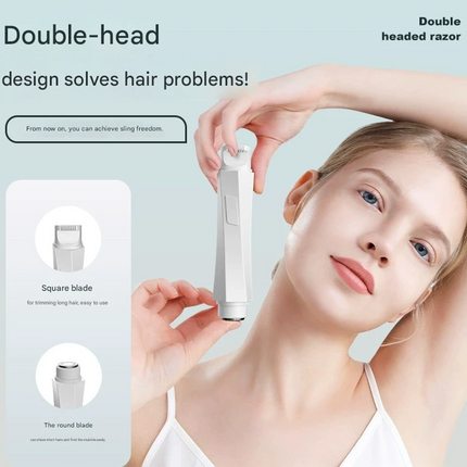 2-in-1 Women's Electric Body Shaver & Facial Trimmer - IPX7 Waterproof, Dual Head with Ceramic Blades, USB Rechargeable(White).