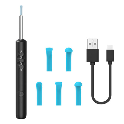 Smart Visual Ear Cleaner with HD WiFi Camera - Gentle Silicone Tips, USB-C Rechargeable Otoscope for Safe Ear Wax Removal(Black low-level version).