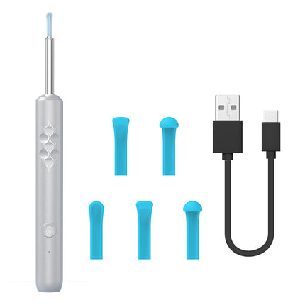 Smart Visual Ear Cleaner with HD WiFi Camera - Gentle Silicone Tips, USB-C Rechargeable Otoscope for Safe Ear Wax Removal(White low-level version).