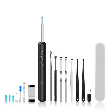 Smart Visual Ear Cleaner with HD WiFi Camera - Gentle Silicone Tips, USB-C Rechargeable Otoscope for Safe Ear Wax Removal(Black Premium Edition).