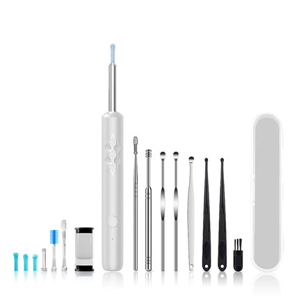 Smart Visual Ear Cleaner with HD WiFi Camera - Gentle Silicone Tips, USB-C Rechargeable Otoscope for Safe Ear Wax Removal(White Premium Edition).
