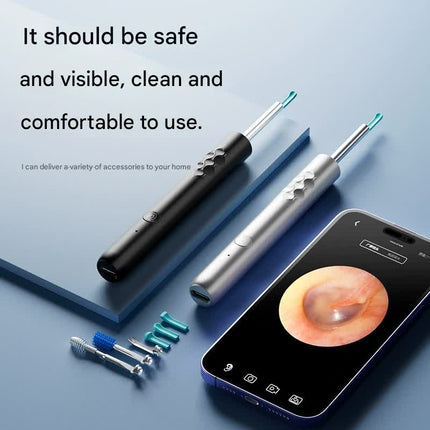 Smart Visual Ear Cleaner with HD WiFi Camera - Gentle Silicone Tips, USB-C Rechargeable Otoscope for Safe Ear Wax Removal(White Premium Edition).