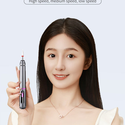 Professional Electric Nail Drill Pen Kit - 3-Speed, Bidirectional, Rechargeable Manicure & Pedicure Tool(Silver Gray).