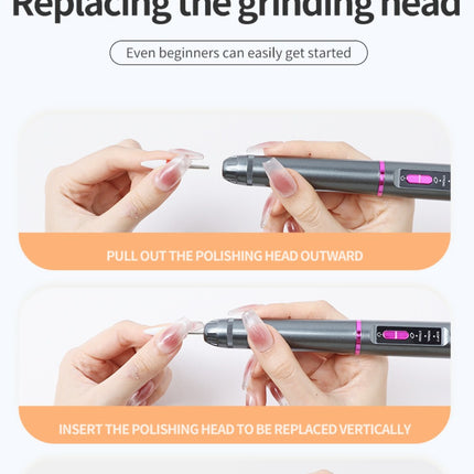 Professional Electric Nail Drill Pen Kit - 3-Speed, Bidirectional, Rechargeable Manicure & Pedicure Tool(Silver Gray).
