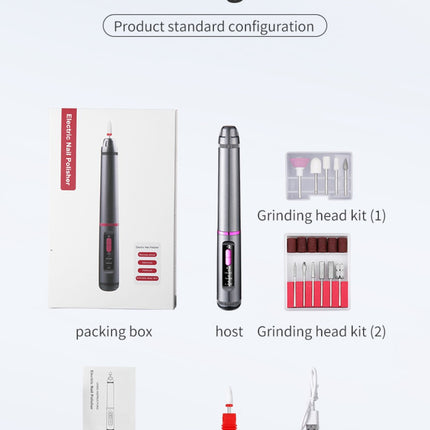 Professional Electric Nail Drill Pen Kit - 3-Speed, Bidirectional, Rechargeable Manicure & Pedicure Tool(Silver Gray).
