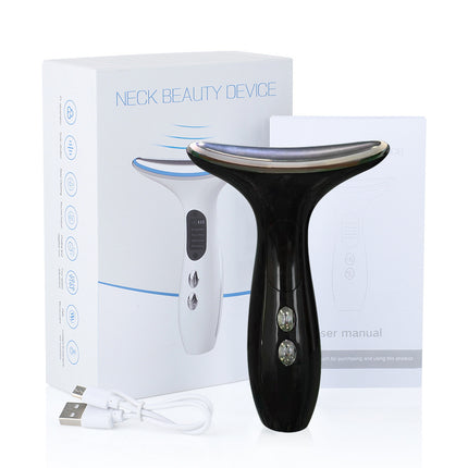 Multi-Function Neck & Face Beauty Device - 4-in-1 LED Light Therapy, EMS Lifting & Anti-Wrinkle Massager(black).