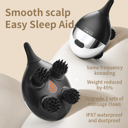 Intelligent 3D Electric Head & Scalp Massager - 7 Massage Techniques, IPX7 Waterproof, Rechargeable(Yellow).