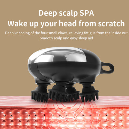 Intelligent 3D Electric Head & Scalp Massager - 7 Massage Techniques, IPX7 Waterproof, Rechargeable(Yellow).