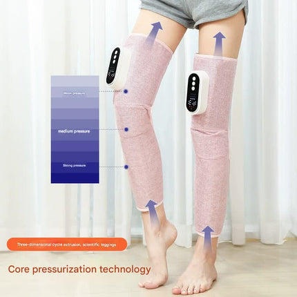 Rechargeable Air Compression Leg Massager with Heat Therapy for Knee & Calf Relief(pink-Single).