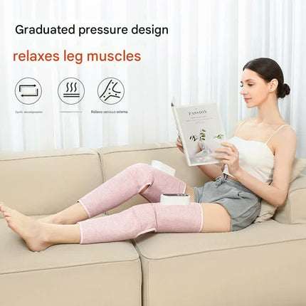 Rechargeable Air Compression Leg Massager with Heat Therapy for Knee & Calf Relief(pink-Double).