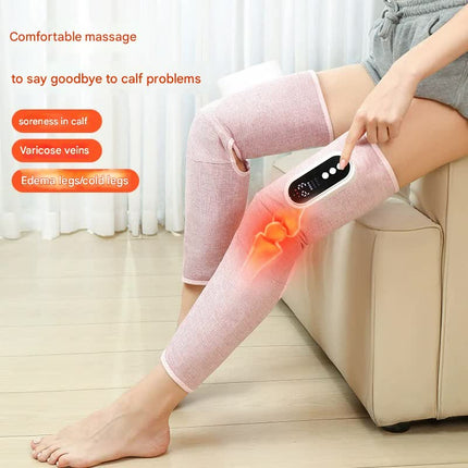 Rechargeable Air Compression Leg Massager with Heat Therapy for Knee & Calf Relief(grey-Single).