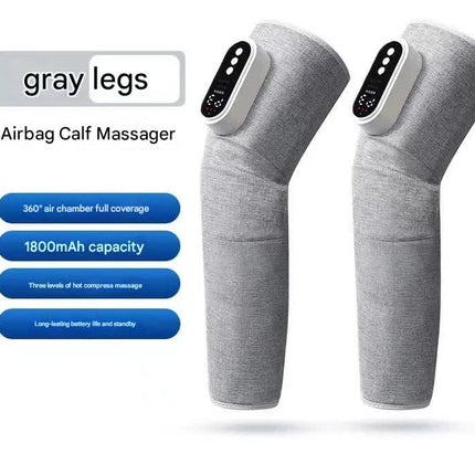 Rechargeable Air Compression Leg Massager with Heat Therapy for Knee & Calf Relief(grey-Double).