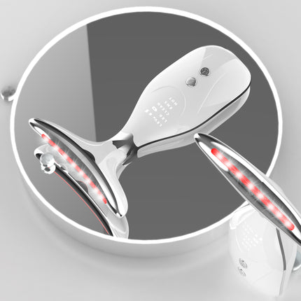 Multi-Function Facial & Neck Massager with LED Light Therapy, EMS & Warm Import - Rechargeable Skin Care Device(White).