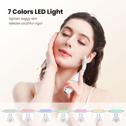 Multi-Function Facial & Neck Massager with LED Light Therapy, EMS & Warm Import - Rechargeable Skin Care Device(White).
