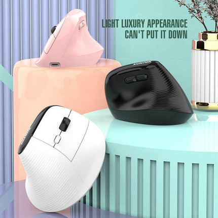 Two Ergonomic Vertical Wireless Mouse - Dual Mode (2.4G & Bluetooth), 5 Adjustable DPI, Silent Clicks, Rechargeable(black).