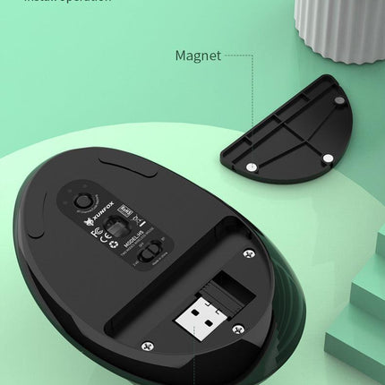 Two Ergonomic Vertical Wireless Mouse - Dual Mode (2.4G & Bluetooth), 5 Adjustable DPI, Silent Clicks, Rechargeable(black).