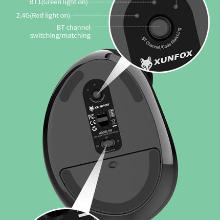 Two Ergonomic Vertical Wireless Mouse - Dual Mode (2.4G & Bluetooth), 5 Adjustable DPI, Silent Clicks, Rechargeable(white).