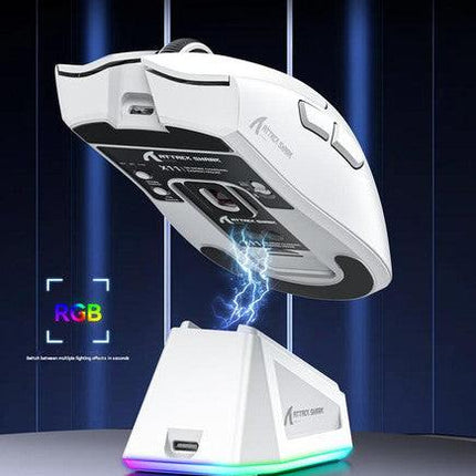 High-Performance Tri-Mode Wireless Gaming Mouse - 22000 DPI, Rechargeable, with RGB Charging Dock(red).