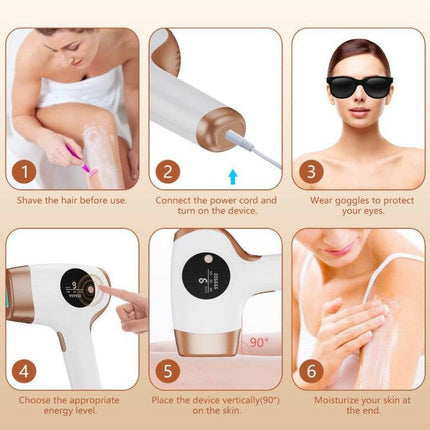 IPL Hair Removal Device - 3-in-1 Permanent Hair Reduction, Skin Rejuvenation & Acne Control(white).