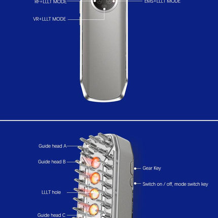 Advanced 4-in-1 Hair Growth Comb with LLLT, RF, EMS & Vibration Massage(White).