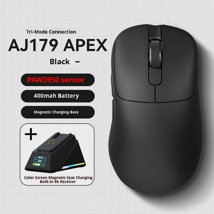 Tri-Mode Wireless Gaming Mouse with 8000Hz Polling Rate, PAW3950 Sensor & Magnetic Charging Dock(black).