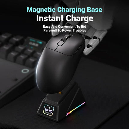 Tri-Mode Wireless Gaming Mouse with 8000Hz Polling Rate, PAW3950 Sensor & Magnetic Charging Dock(White).