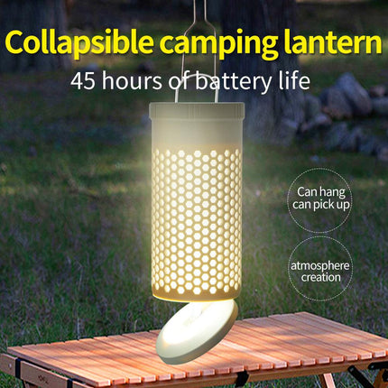 Collapsible LED Camping Lantern with 45-Hour Battery Life, USB-C Charging & Atmosphere Lighting(Khaki).