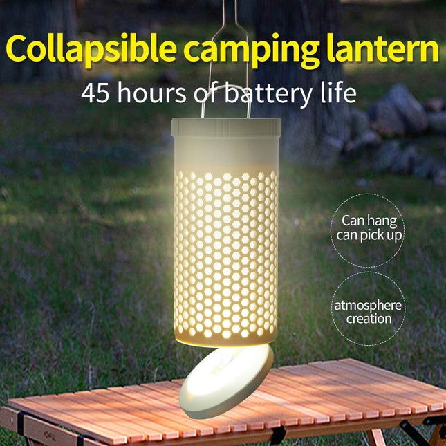 Collapsible LED Camping Lantern with 45-Hour Battery Life, USB-C Charging & Atmosphere Lighting(Khaki).