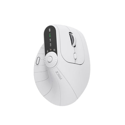 Ergonomic Vertical Mouse - 2.4G/Bluetooth Multi-Mode, LED Display, 57-Degree Angle, & 400mAh Battery(White).