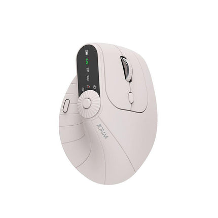 Ergonomic Vertical Mouse - 2.4G/Bluetooth Multi-Mode, LED Display, 57-Degree Angle, & 400mAh Battery(Beige).