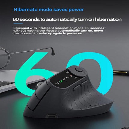 Ergonomic Vertical Mouse - 2.4G/Bluetooth Multi-Mode, LED Display, 57-Degree Angle, & 400mAh Battery(Purple).