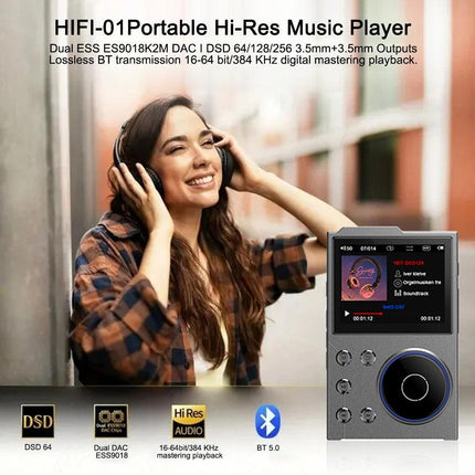 Portable Hi-Res Digital Audio Player - DSD, Dual DAC, Bluetooth 5.0, Expandable Storage(Grey 16GB + 32GB).