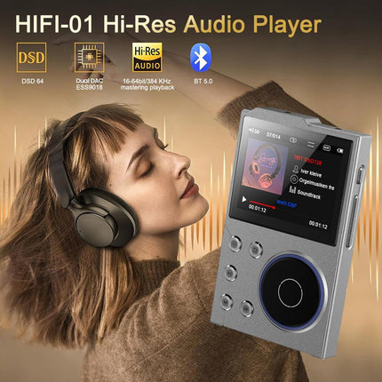 Portable Hi-Res Digital Audio Player - DSD, Dual DAC, Bluetooth 5.0, Expandable Storage(Grey 16GB + 32GB).