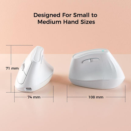 Ergonomic Vertical Mouse - Multi-Device Bluetooth5.0 & 2.4G Wireless, Adjustable DPI, Silent Click(white).