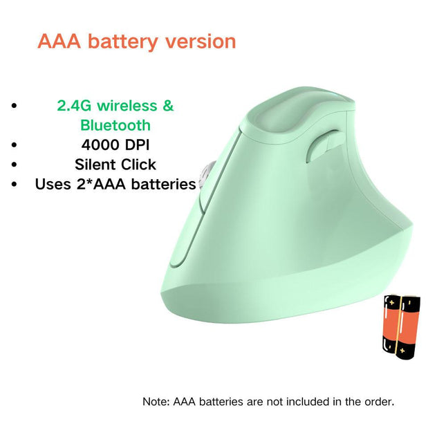 Ergonomic Vertical Mouse - Multi-Device Bluetooth5.0 & 2.4G Wireless, Adjustable DPI, Silent Click(green).
